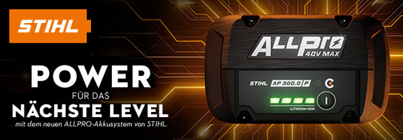 Abbildung Stihl Akku auf schwarzem Hintergrund mit Text POWER f�r das n�chste Level